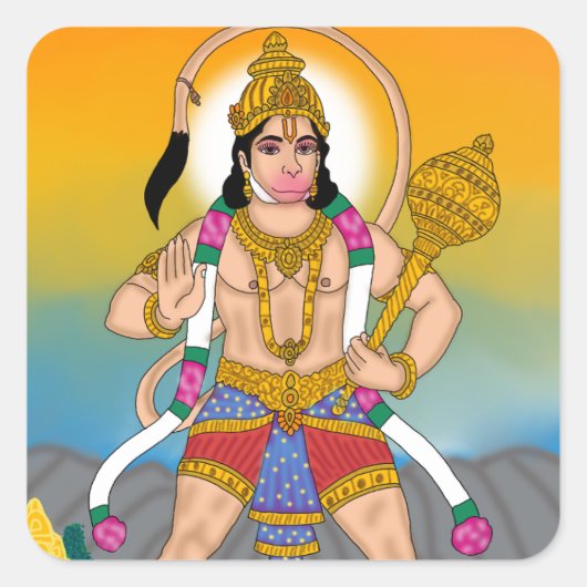 Lord Hanuman Sticker スクエアシール (正面)