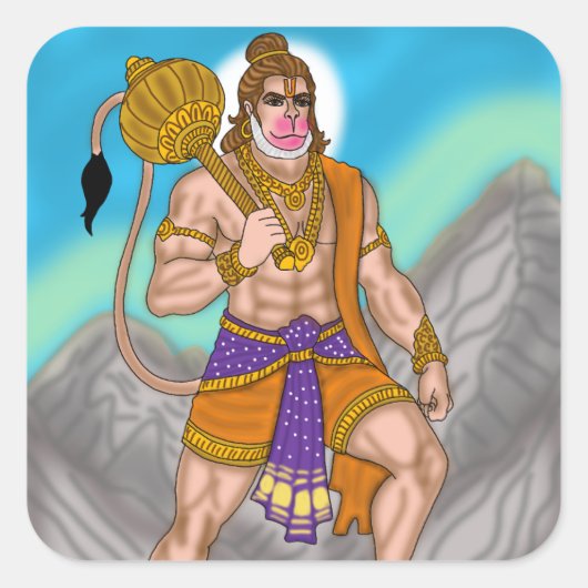 Lord Hanuman Sticker スクエアシール (正面)