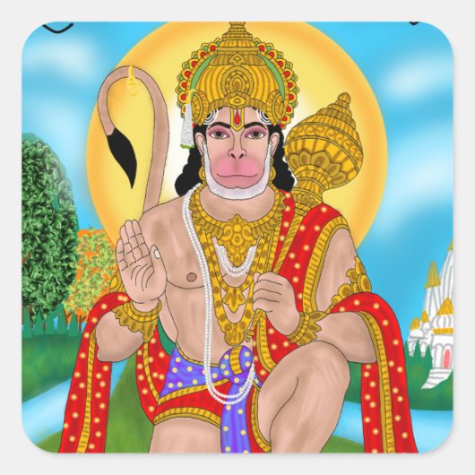 Lord Hanuman Sticker – Spiritual & Motivational De スクエアシール (正面)