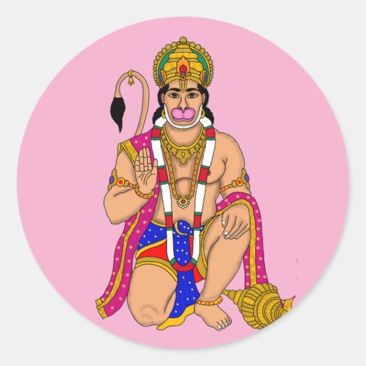 Lord Hanuman Stickers ラウンドシール (正面)
