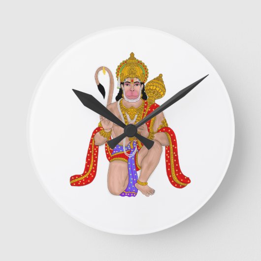 Lord Hanuman wall clock– Spiritual Desk Accessory ラウンド壁時計 (正面)