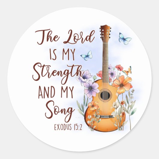 Lord is My Strength and My Song Christian Guitar ラウンドシール (正面)