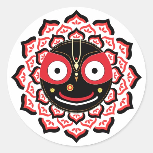 Lord Jagannath Face Chakra Hindu Deity ラウンドシール (正面)