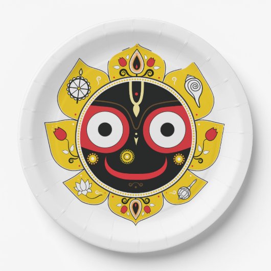 Lord Jagannath Face Hindu Deity Spiritual ペーパープレート (正面)