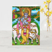 Lord Krishna Greeting Card カード (黄色い花)