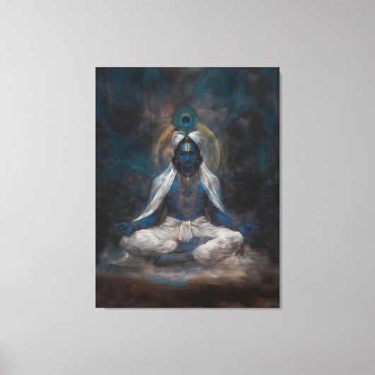 Lord Krishna in Meditation Canvas Wall Art キャンバスプリント (正面)