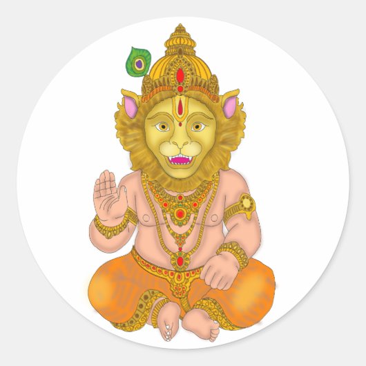 Lord Narsimha Stickers ラウンドシール (正面)