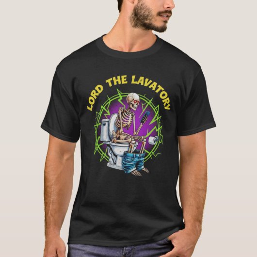 LORD OF THE LAVATORY – Skeleton on Toilet Graphic Tシャツ (正面)