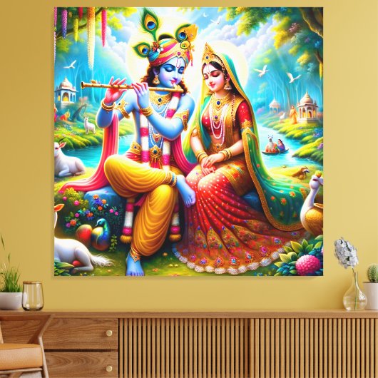 Lord Radha Krishna Canvas Print Picture キャンバスプリント (インサイチュ (リビング))