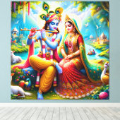 Lord Radha Krishna Canvas Print Picture キャンバスプリント (インサイチュ (ウッドフロア))
