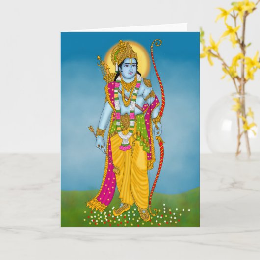Lord Ram Greeting card – Divine Wall Art カード (黄色い花)