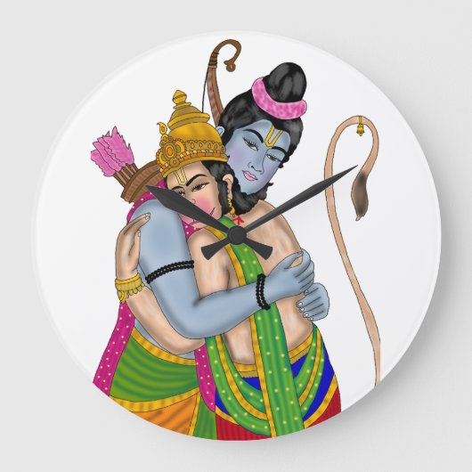 Lord Rama and Hanuman Clock ラージ壁時計 (正面)