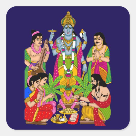 Lord Satyanarayan Sticker スクエアシール (正面)