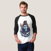 Lord Shiva Adiyogi Art - Powerful Mahadev Trident  Tシャツ (正面フル)