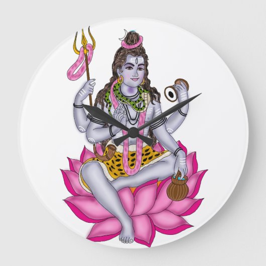 Lord Shiva Clock – Wall Decor & Home Decor ラージ壁時計 (正面)
