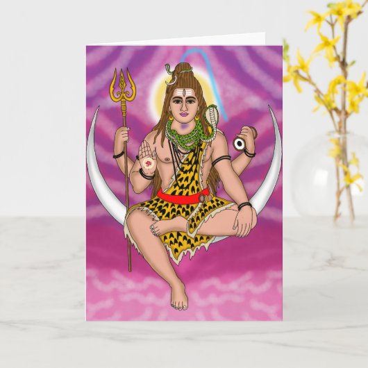 Lord Shiva Greeting Card カード (黄色い花)