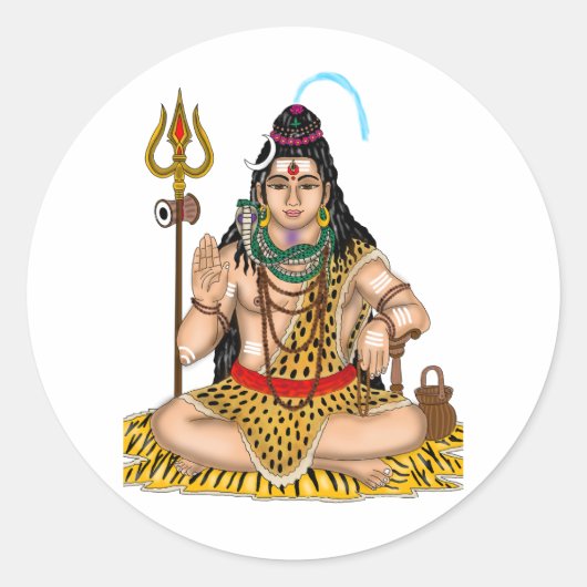 Lord Shiva Sticker ラウンドシール (正面)