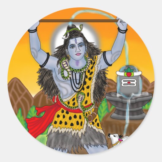 Lord Shiva Sticker ラウンドシール (正面)