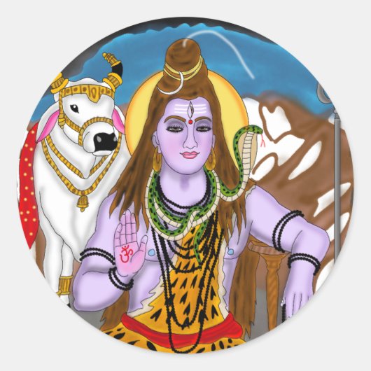 Lord Shiva Sticker ラウンドシール (正面)