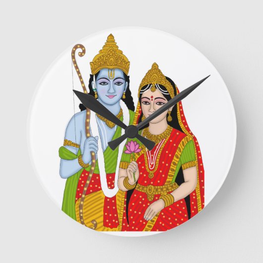 Lord Sitaram Clock – Divine Wall Decor & Home Deco ラウンド壁時計 (正面)
