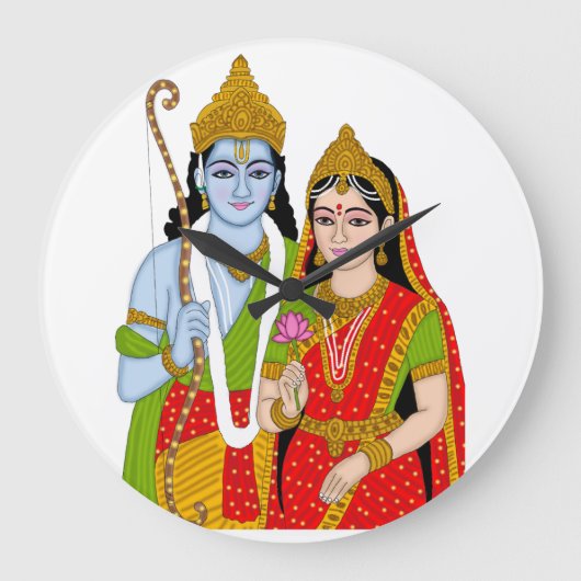 Lord Sitaram Clock – Divine Wall Decor & Home Deco ラージ壁時計 (正面)
