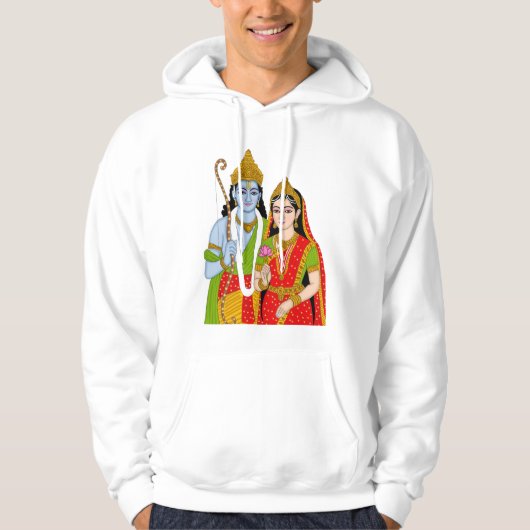 Lord Sitaram Hoodie – Spiritual Wear for Devotees パーカ (正面)