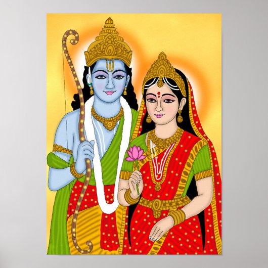 Lord Sitaram Poster – Divine Wall Art & Home Decor ポスター (正面)