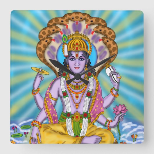 Lord Vishnu Clock スクエア壁時計 (正面)