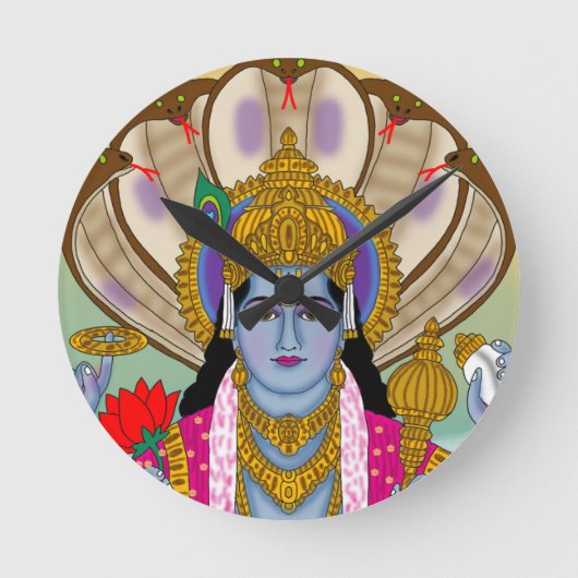 Lord Vishnu Clock ラウンド壁時計 (正面)