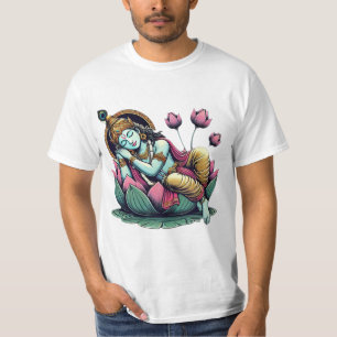 "Lord Vishnu consting on the Lotus: Symbols of Cos Tシャツ