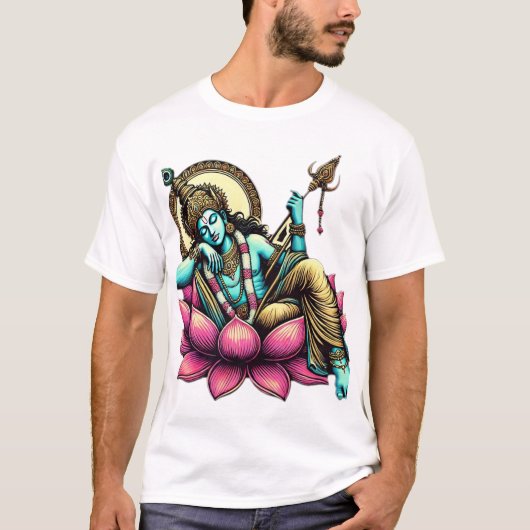 "Lord Vishnu consting on the Lotus: Symbols of Cos Tシャツ (正面)
