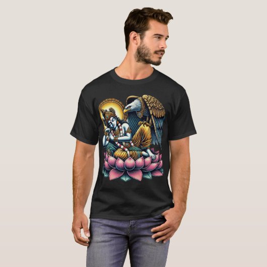 Lord Vishnu on Lotus in the Eagle Crypt: A Fusion Tシャツ (正面フル)
