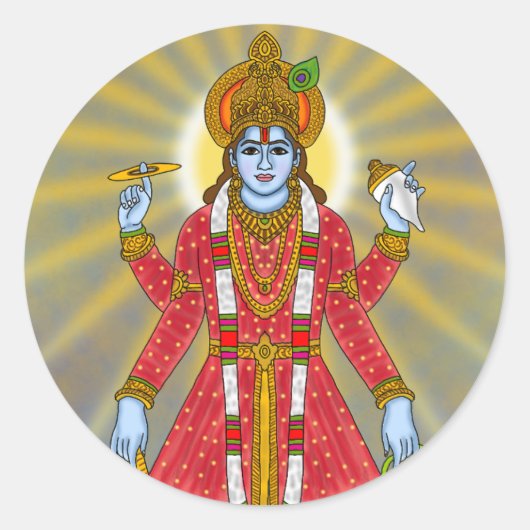 Lord Vishnu Sticker ラウンドシール (正面)