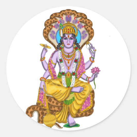Lord Vishnu Stickers ラウンドシール (正面)