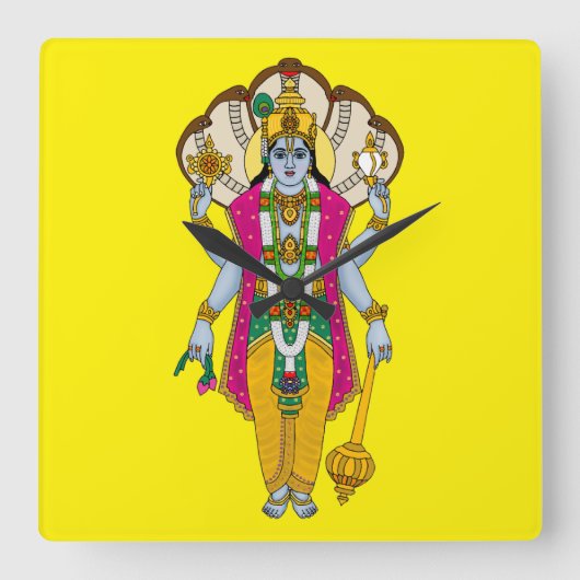 Lord Vishnu Wall Clock スクエア壁時計 (正面)