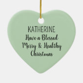 Lord Who Heals Light Green Simple Christian セラミックオーナメント (裏面)