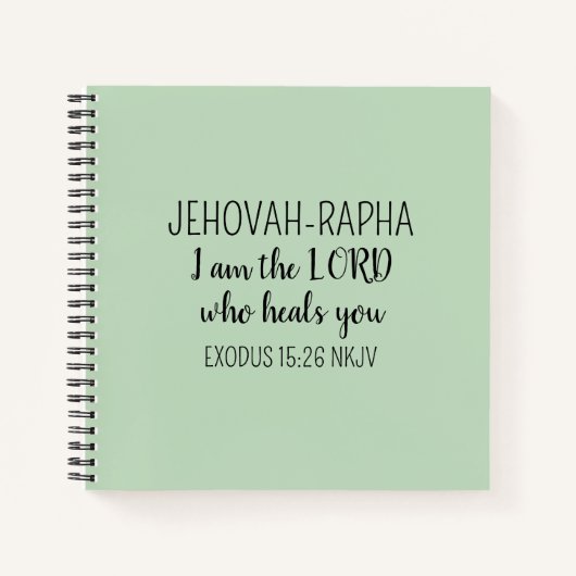 Lord Who Heals Light Green Simple Christian ノートブック (正面)