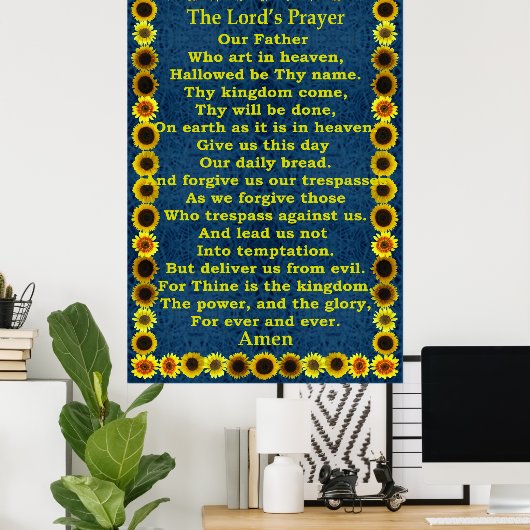 Lord's Prayer in a Sunflower Frame ポスター (ホームオフィス)