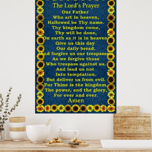 Lord's Prayer in a Sunflower Frame ポスター (キッチン)