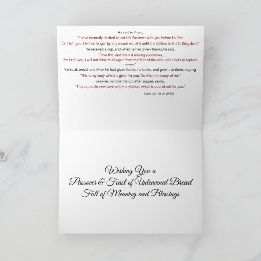 Lord's Supper: Christian Passover Card カード (内部)