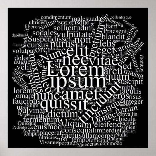 Lorem Ipsum Word Cloud - White version ポスター (正面)