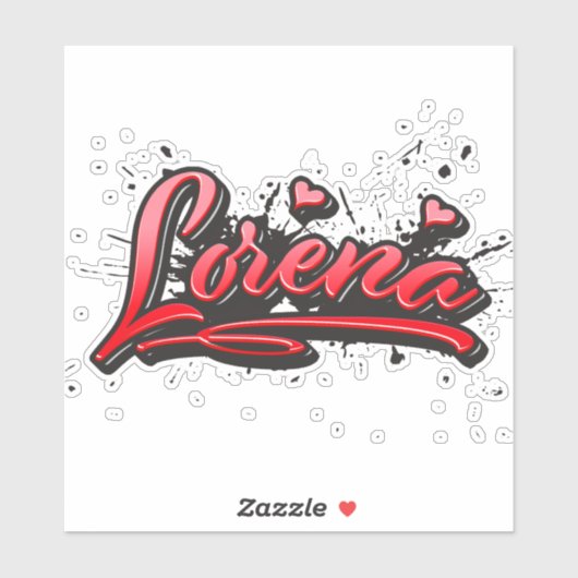 Lorena red Heart Graffiti Aufkleber Sticker シール (シート)