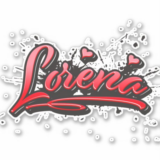 Lorena red Heart Graffiti Aufkleber Sticker シール (正面)