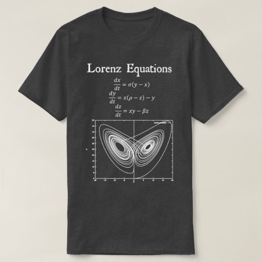 Lorenz方程式バタフライ効果カオス理論Vint Tシャツ (デザイン正面)