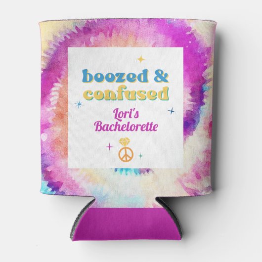 LORI絞り染めダーズ婚約した70sレトロバチェロレッテ 缶クーラー (正面)