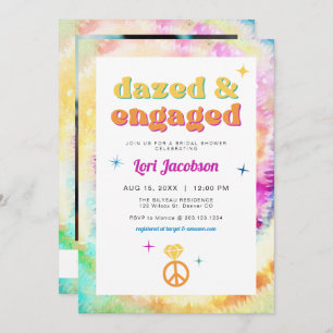 LORI絞り染めDazed 婚約した 70sレトロブライダルシャワー 招待状