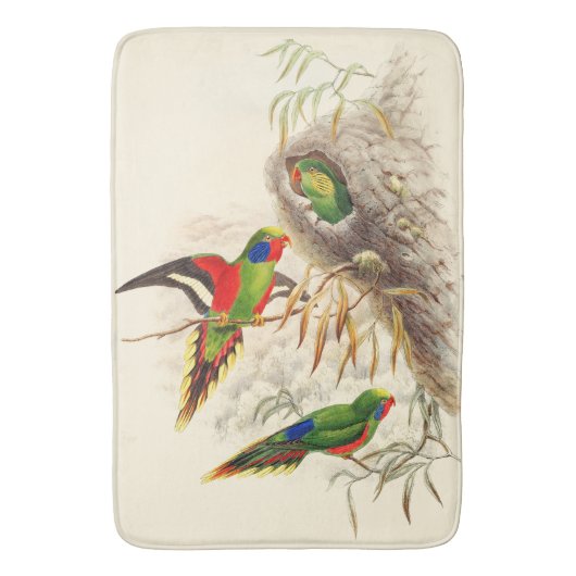 Lorikeetのオウムの鳥の野性生物動物のバス・マット バスマット (正面縦)