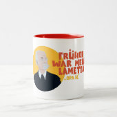 Loriot - Lustiger Spruch - Früher war mehr lametta ツートーンマグカップ (中央)