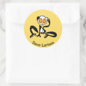 LORISES -救絶滅危惧動物 – イエローステッカー ラウンドシール (バッグ)