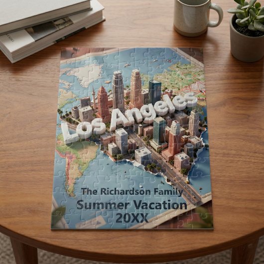 Los Angeles California 3D Skyline Map Vacation ジグソーパズル